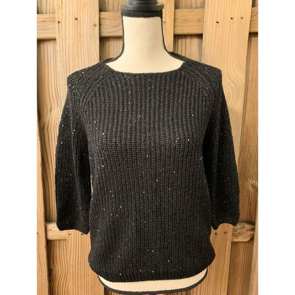Zara Black Sequin Sweater Womens S - Picture 2 of 7